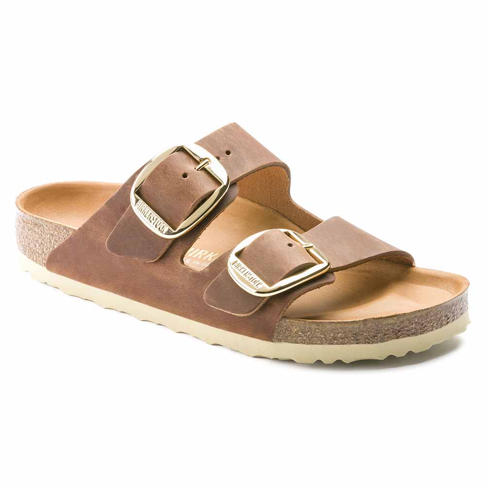 Birkenstock Arizona Big Buckle Oiled Leather Sandals - Narrow - Cognac