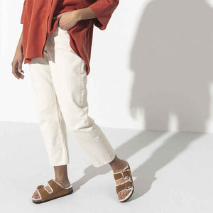 Birkenstock Arizona Shearling Suede Sandals - Regular - Mink