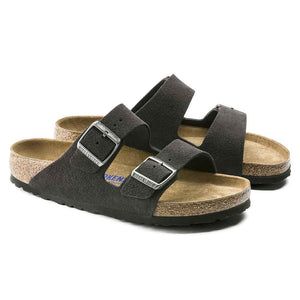 Birkenstock Arizona Suede Leather Soft Footbed Sandals - Regular - Velvet Gray