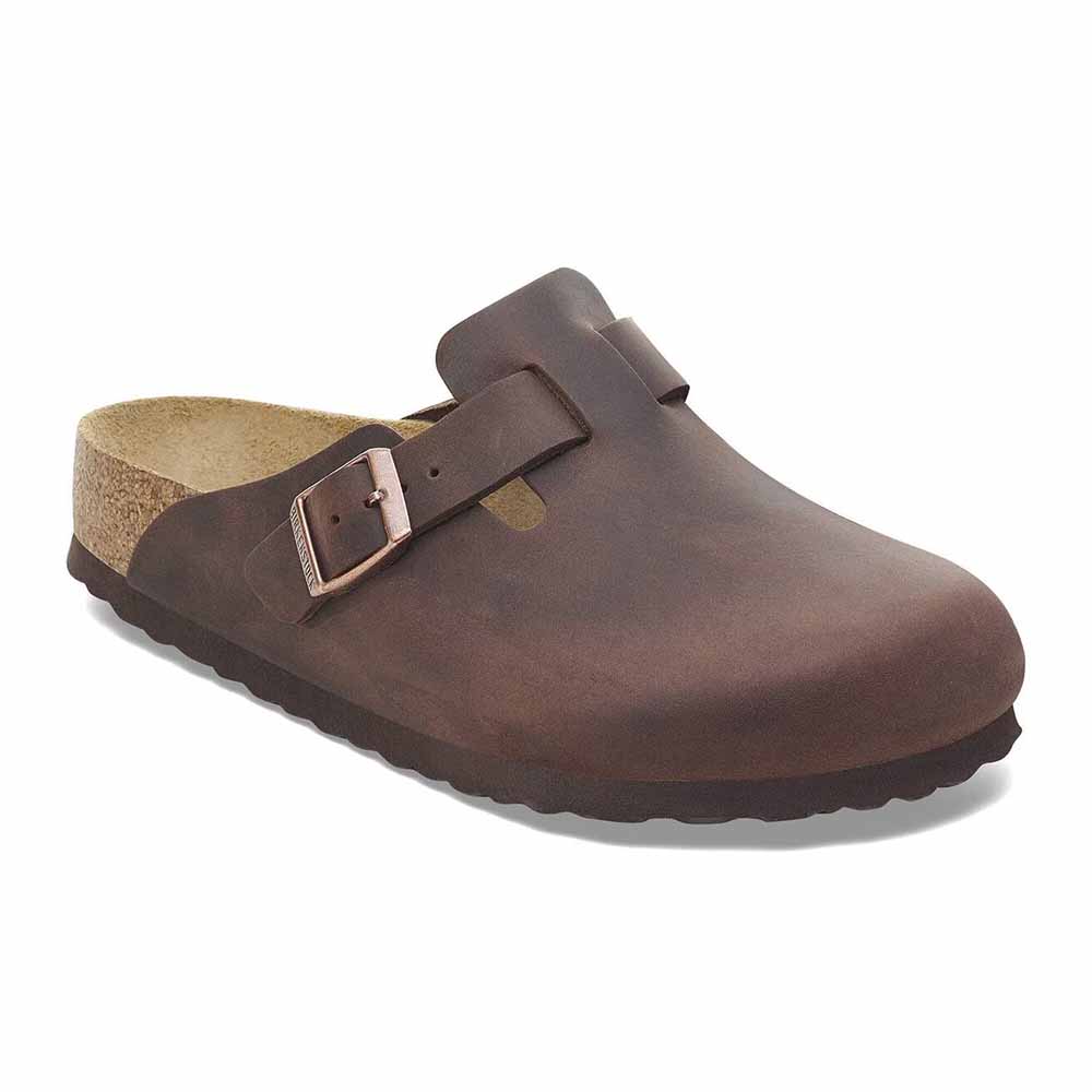 Birkenstock Boston Oiled Leather Soft Footbed Clogs - Regular - Habana