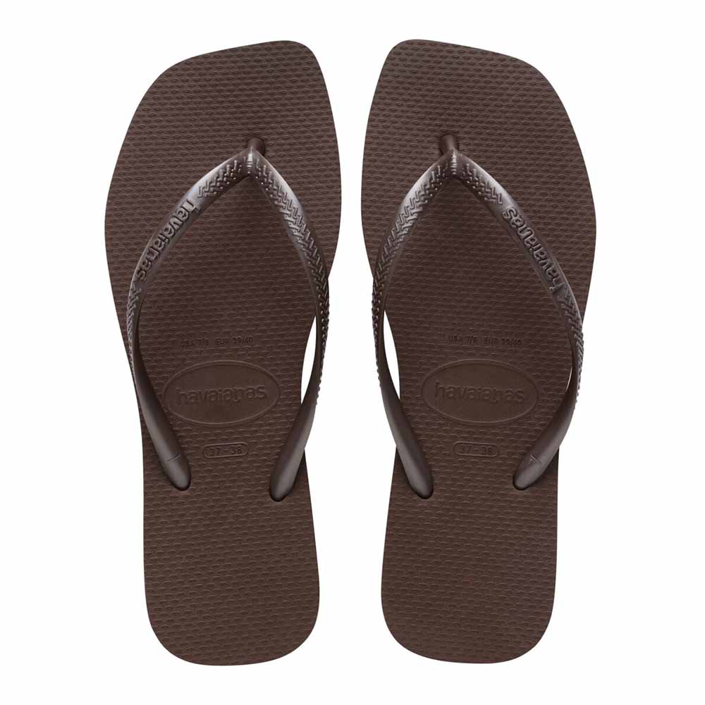 Havaianas Slim Square Toe Thongs - Dark Brown