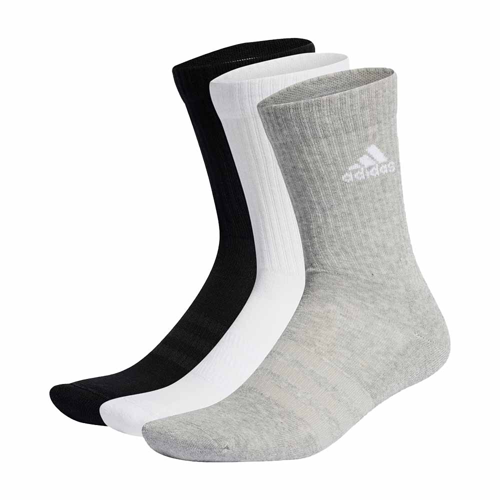 Adidas Cushioned Crew Socks 3 Pack - Grey/White/Black
