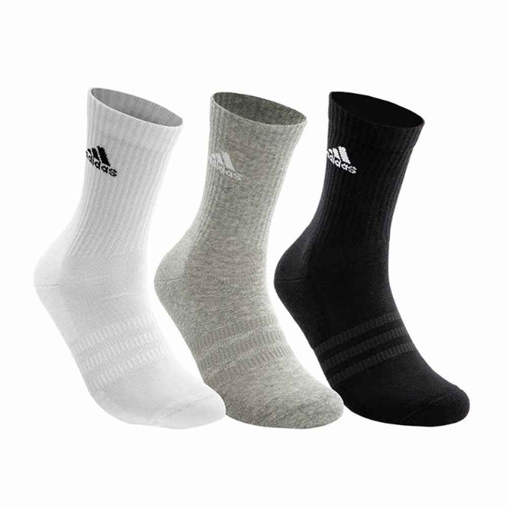 Adidas Cushioned Crew Socks 3 Pack - Grey/White/Black