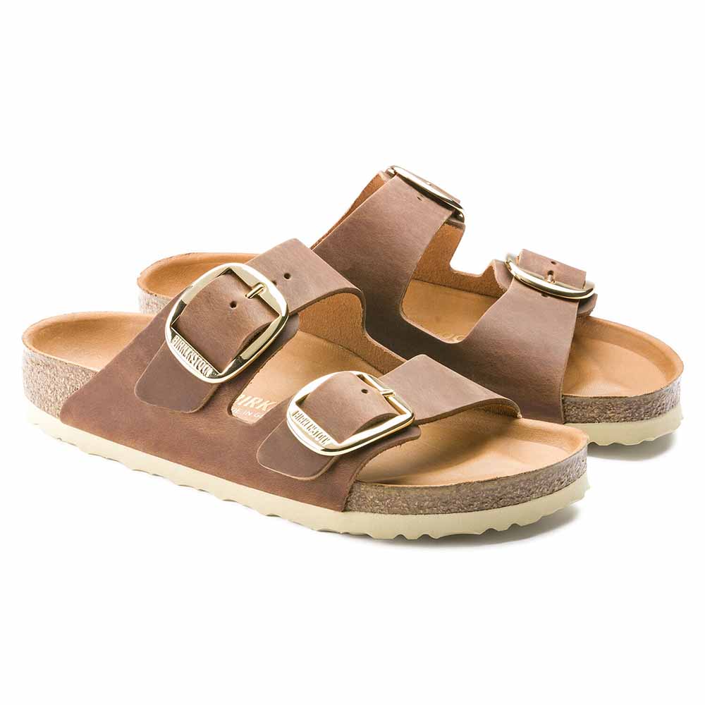 Birkenstock Arizona Big Buckle Oiled Leather Sandals - Narrow - Cognac