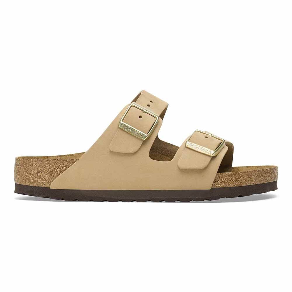 Birkenstock Arizona Nubuck Leather Soft Footbed Sandals - Regular - Sandcastle