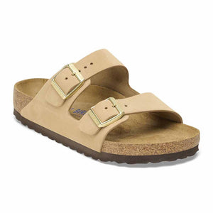 Birkenstock Arizona Nubuck Leather Soft Footbed Sandals - Regular - Sandcastle