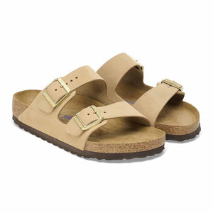 Birkenstock Arizona Nubuck Leather Soft Footbed Sandals - Regular - Sandcastle