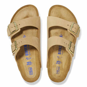 Birkenstock Arizona Nubuck Leather Soft Footbed Sandals - Regular - Sandcastle