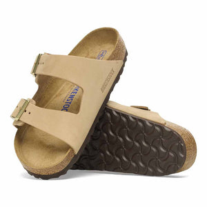 Birkenstock Arizona Nubuck Leather Soft Footbed Sandals - Regular - Sandcastle