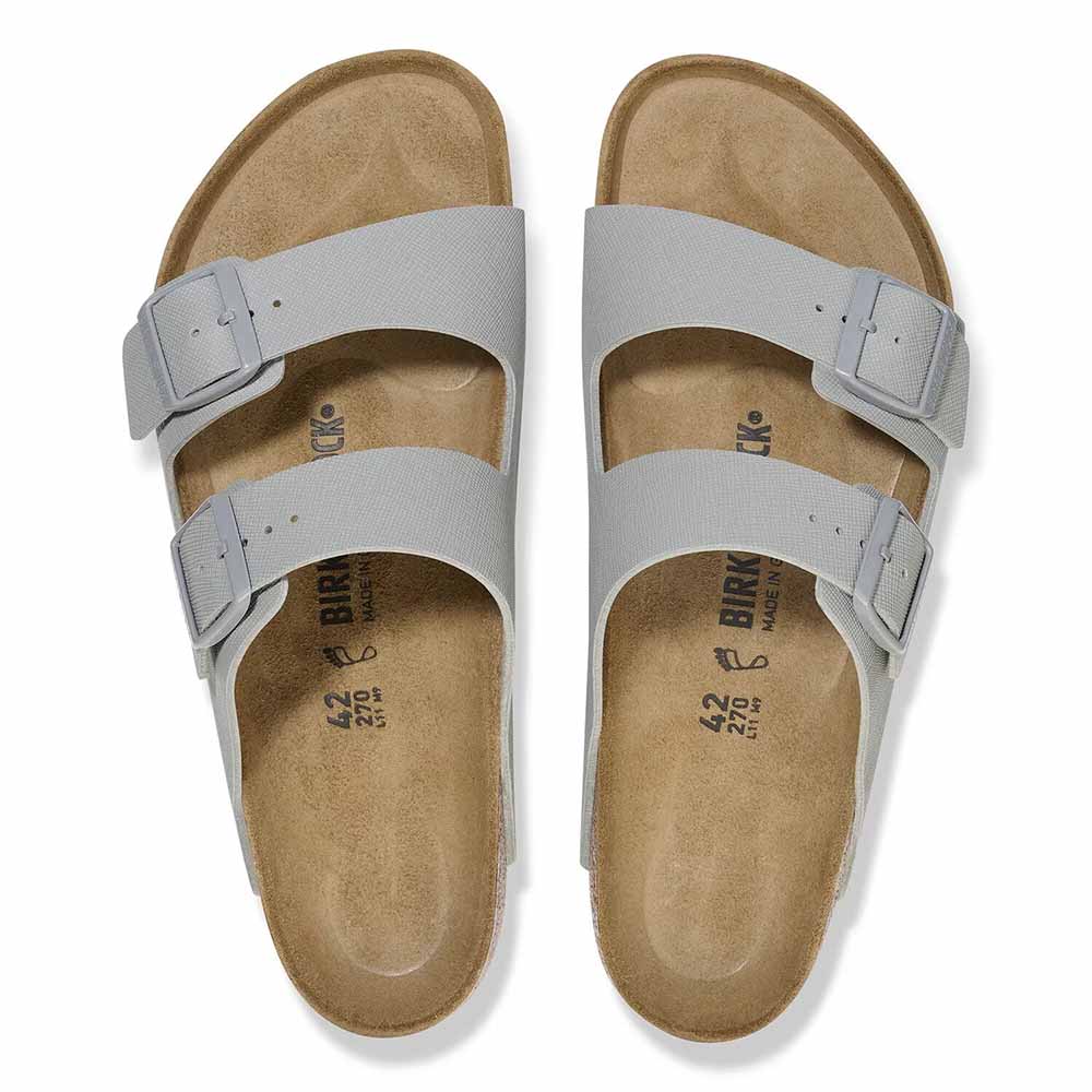 Birkenstock Arizona Saffiano Sandals - Regular - Stone Coin