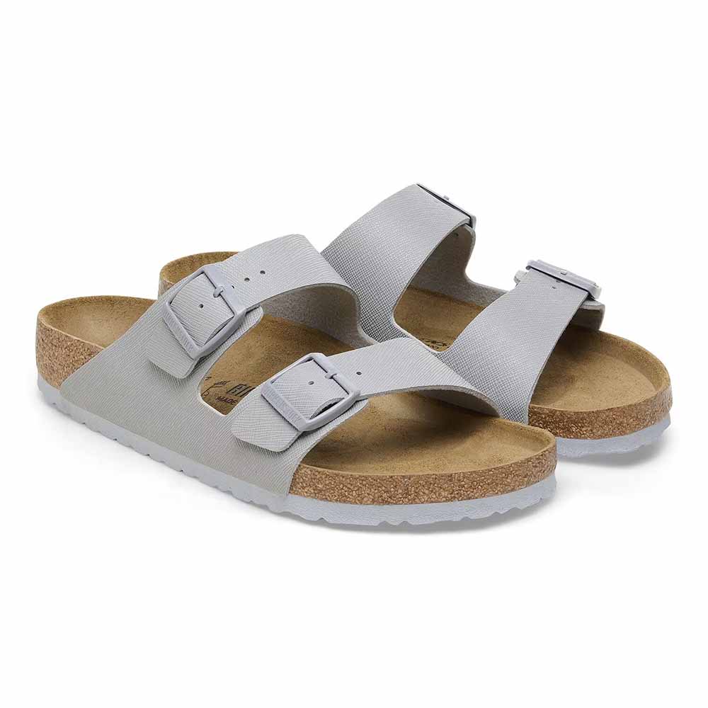 Birkenstock Arizona Saffiano Sandals - Regular - Stone Coin