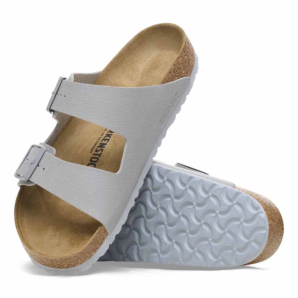 Birkenstock Arizona Saffiano Sandals - Regular - Stone Coin