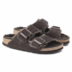 Birkenstock Arizona Shearling Suede Sandals - Narrow - Mocca