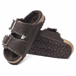 Birkenstock Arizona Shearling Suede Sandals - Narrow - Mocca