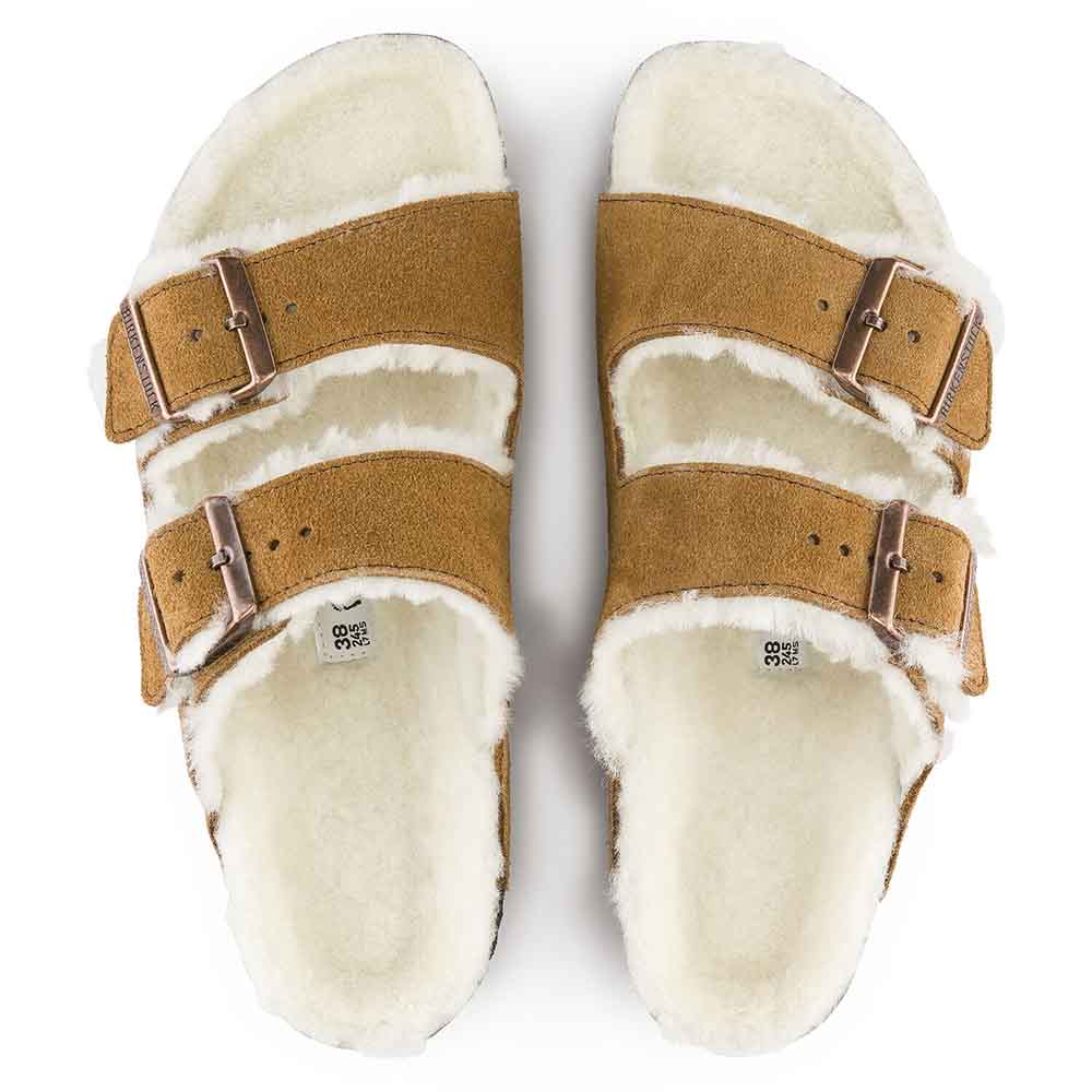 Birkenstock Arizona Shearling Suede Sandals - Regular - Mink