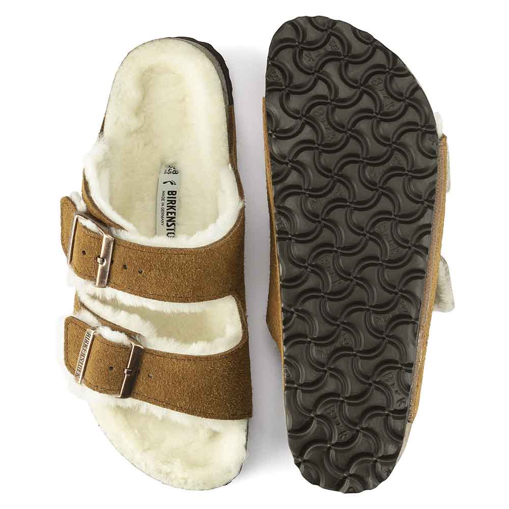 Birkenstock Arizona Shearling Suede Sandals - Regular - Mink