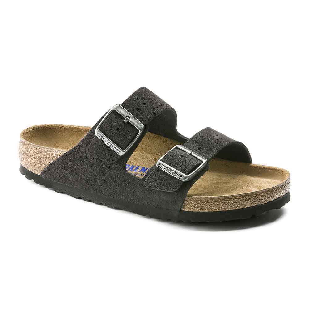 Birkenstock Arizona Suede Leather Soft Footbed Sandals - Regular - Velvet Gray