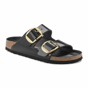 Birkenstock Arizona Big Buckle High Shine Leather Sandals - Regular - Black