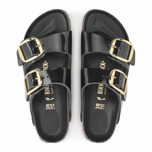 Birkenstock Arizona Big Buckle High Shine Leather Sandals - Regular - Black