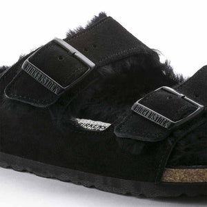 Birkenstock Arizona Shearling Suede Sandals - Regular - Black