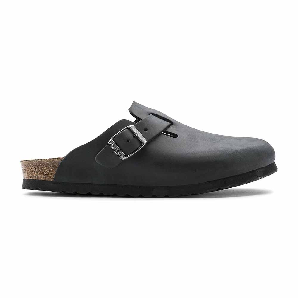Birkenstock Boston Oiled Leather Clogs - Regular - Black