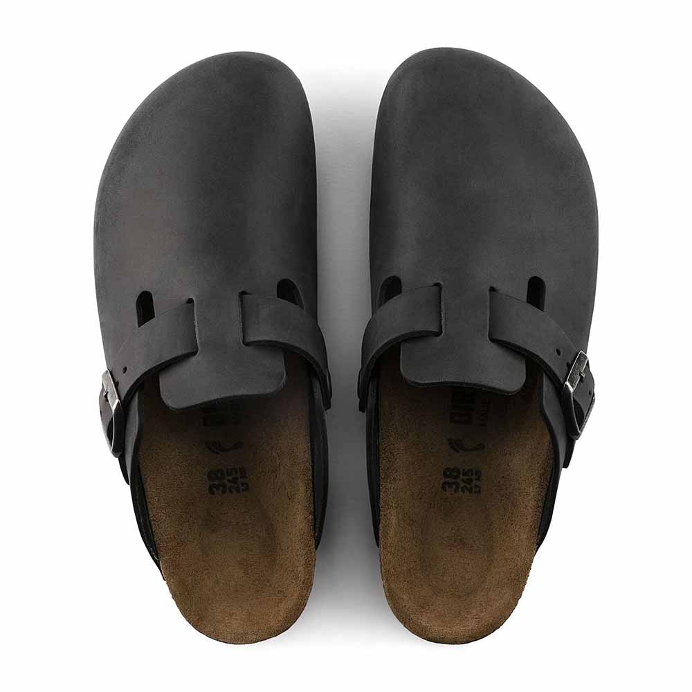 Birkenstock Boston Oiled Leather Clogs - Regular - Black