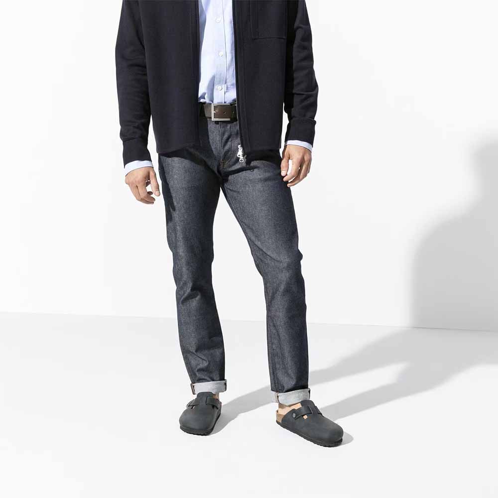 Birkenstock Boston Oiled Leather Clogs - Regular - Black