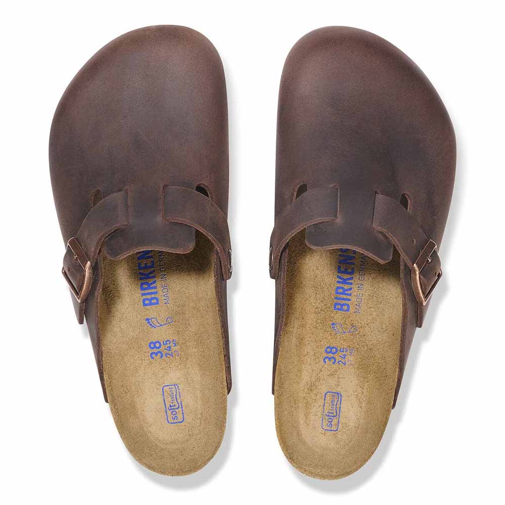 Birkenstock Boston Oiled Leather Soft Footbed Clogs - Regular - Habana