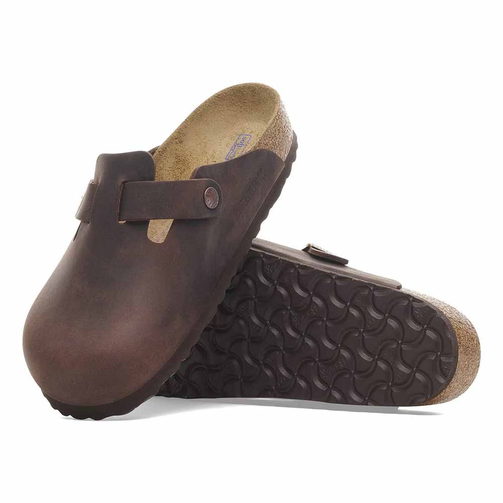 Birkenstock Boston Oiled Leather Soft Footbed Clogs - Regular - Habana