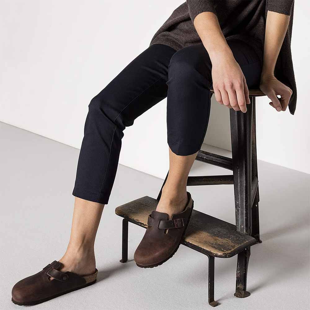 Birkenstock Boston Oiled Leather Soft Footbed Clogs - Regular - Habana