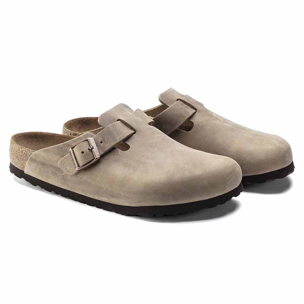 Birkenstock Boston Oiled Leather Soft Footbed Clogs - Regular - Tobacco Brown