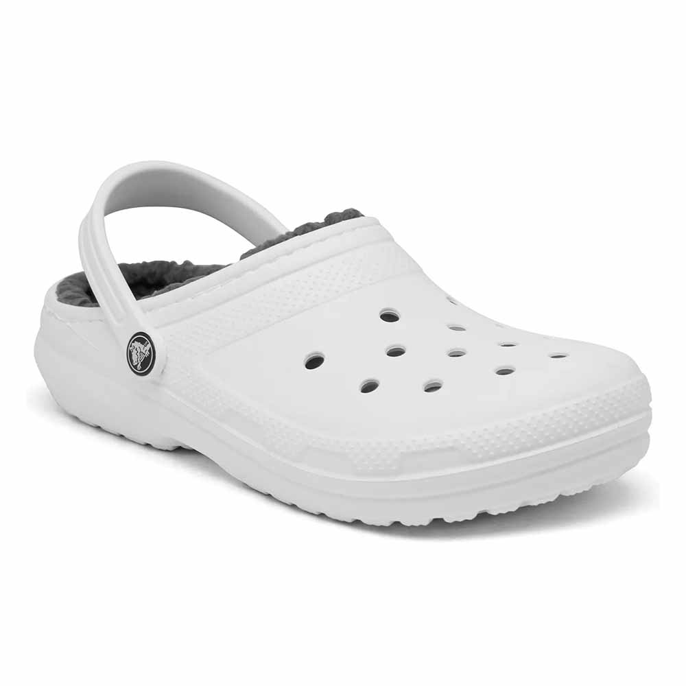 Crocs Classic Lined Clogs - White/Grey