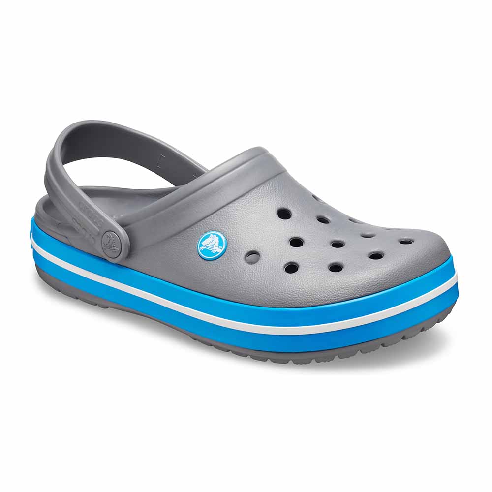 Grey and shop blue crocs