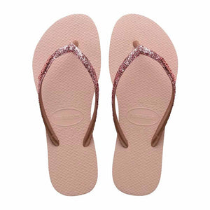 Havaianas Slim Metal Logo Glitter II Thong - Ballet Rose