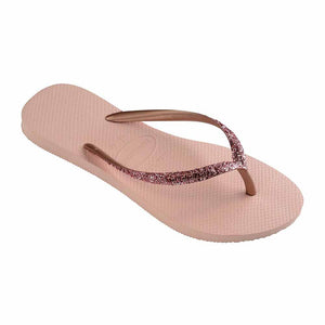 Havaianas Slim Metal Logo Glitter II Thong - Ballet Rose