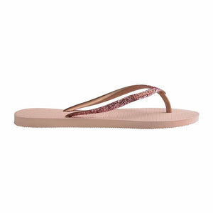 Havaianas Slim Metal Logo Glitter II Thong - Ballet Rose