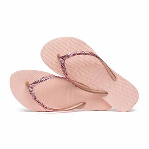 Havaianas Slim Metal Logo Glitter II Thong - Ballet Rose