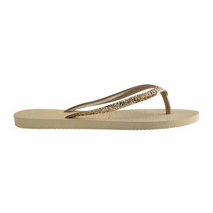 Havaianas Slim Metal Logo Glitter II Thong - Sand Grey