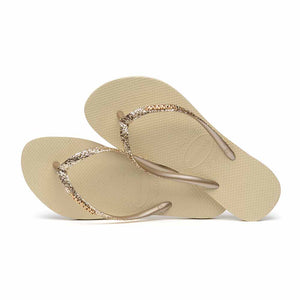 Havaianas Slim Metal Logo Glitter II Thong - Sand Grey