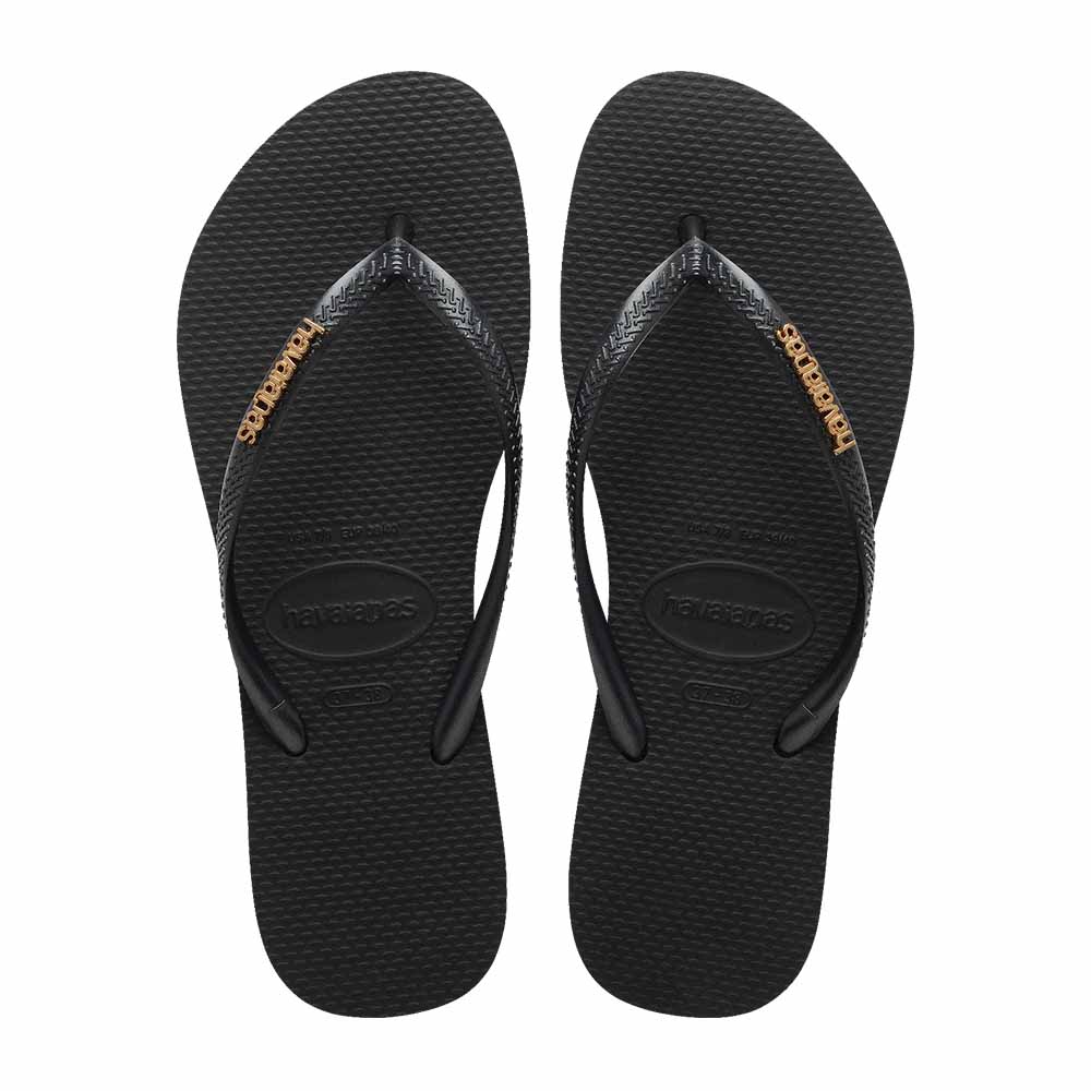Havaianas Slim Metal Logo - Black/Golden