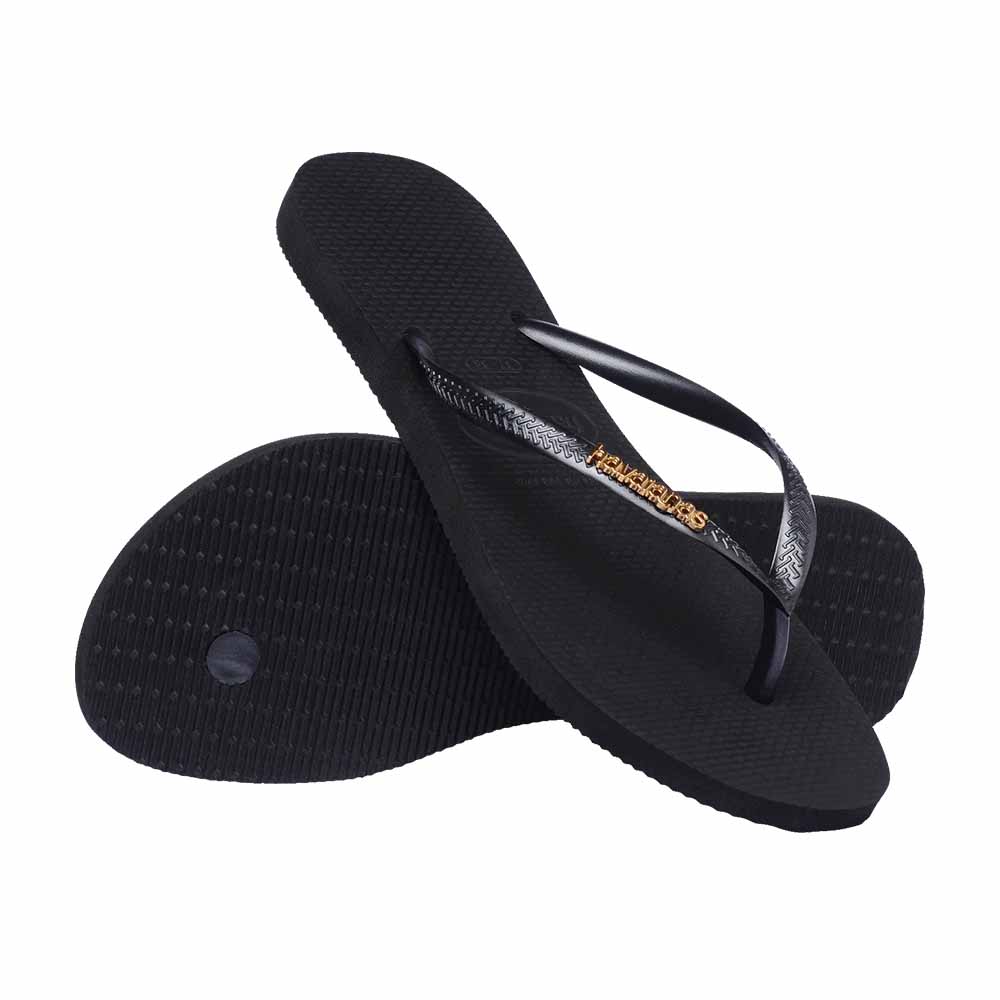 Havaianas Slim Metal Logo - Black/Golden