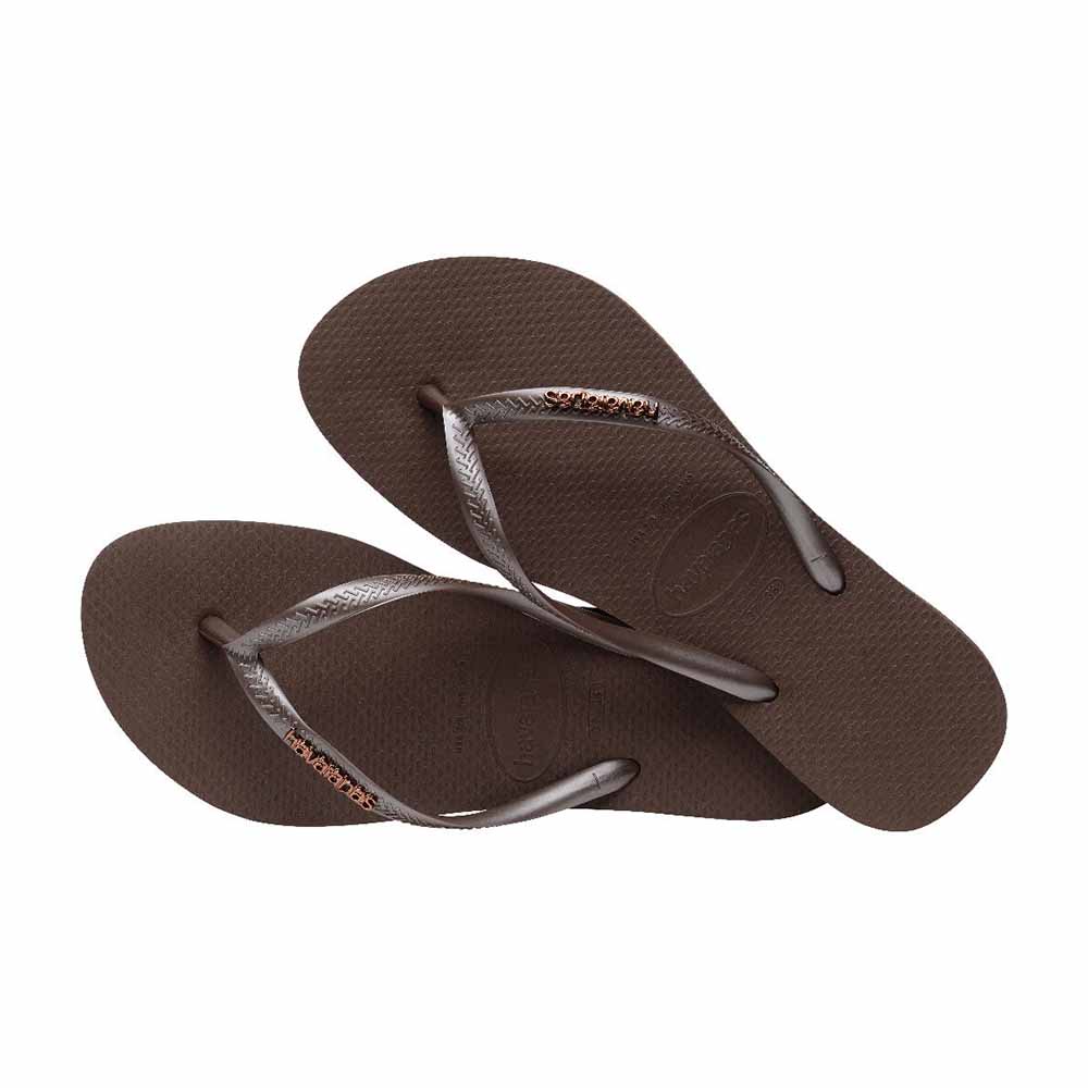 Havaianas Slim Metal Logo - Dark Brown