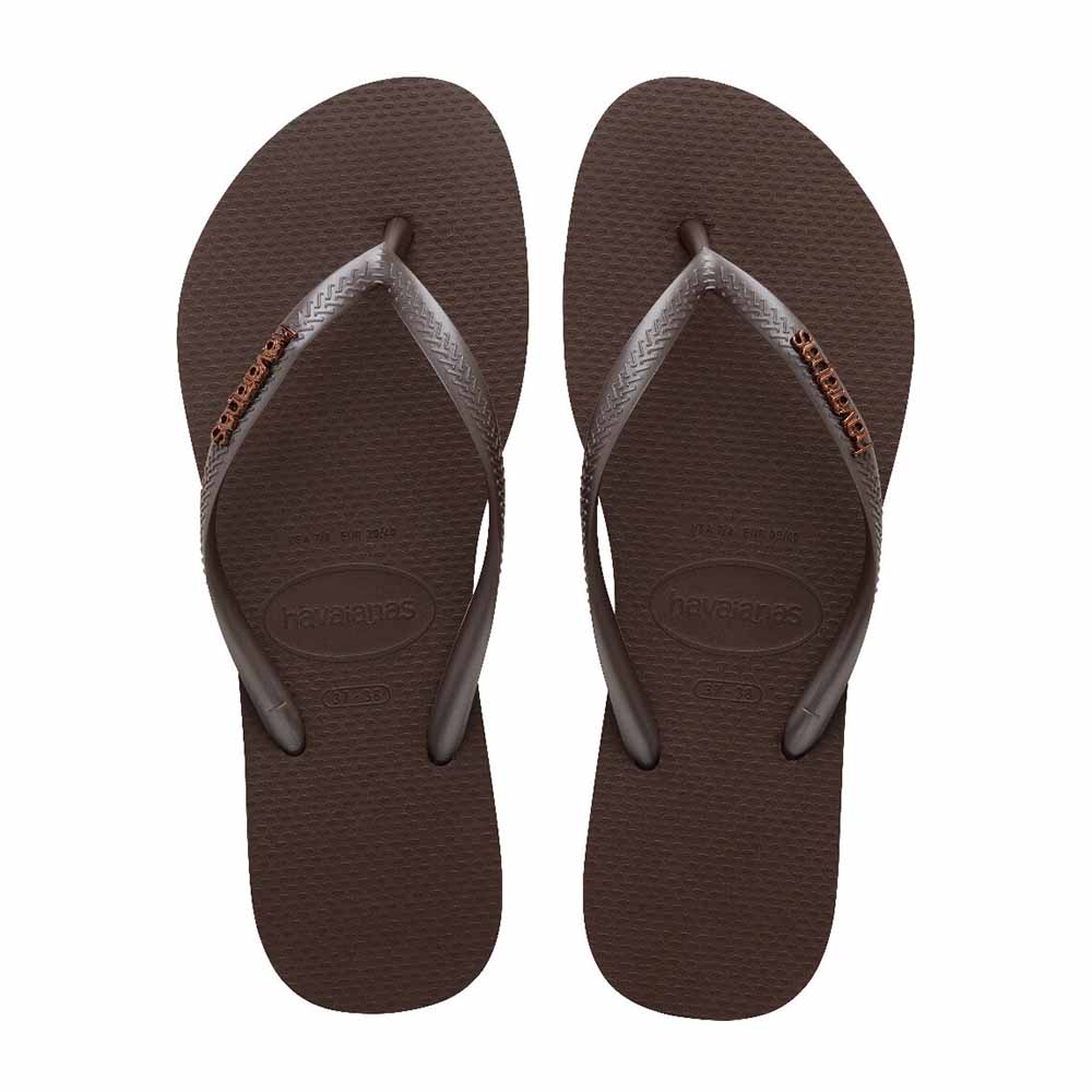 Havaianas Slim Metal Logo - Dark Brown