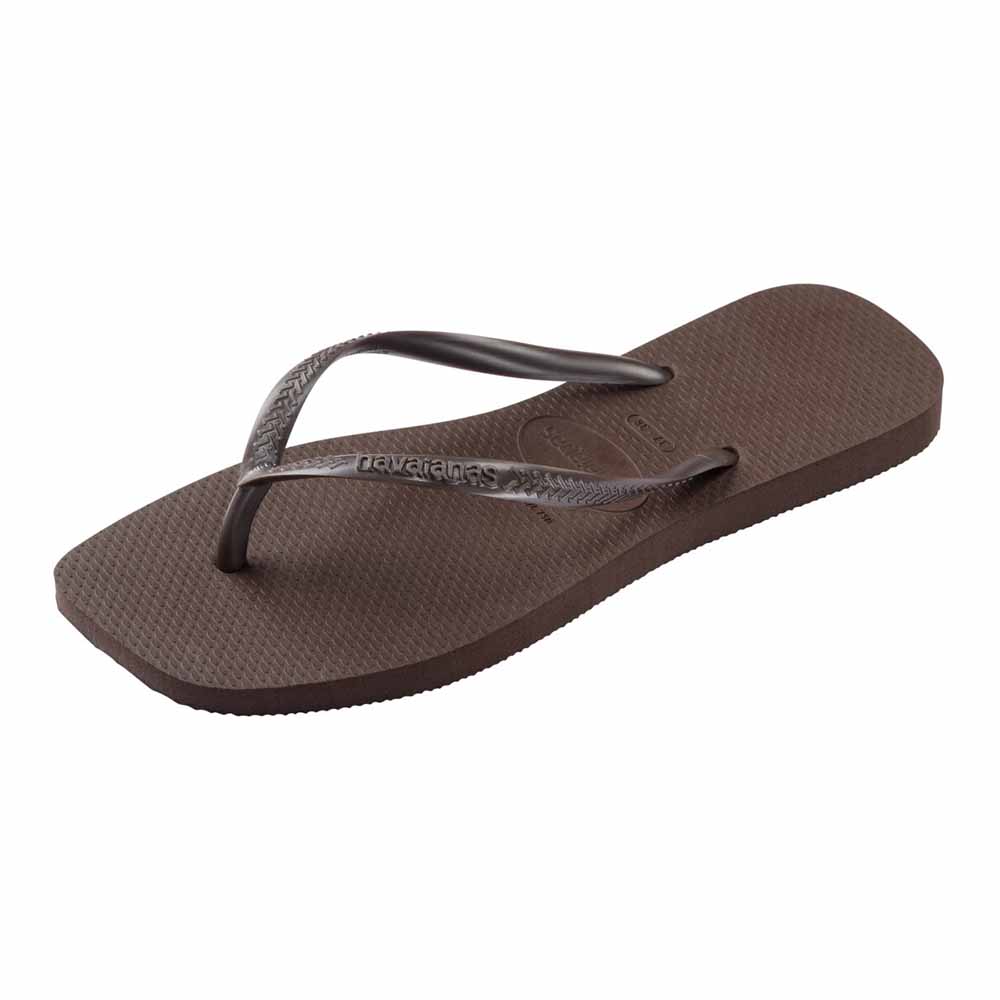 Havaianas Slim Square Toe Thongs - Dark Brown