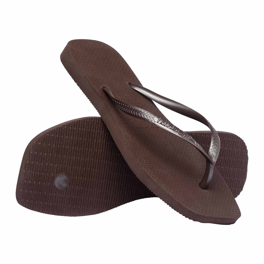 Havaianas Slim Square Toe Thongs - Dark Brown