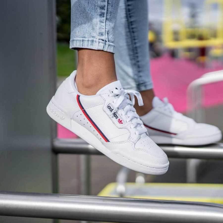 Shop Adidas Continental 80 Unisex Casual Shoes | White/Scarlet/Collegiate Navy | Next Pair