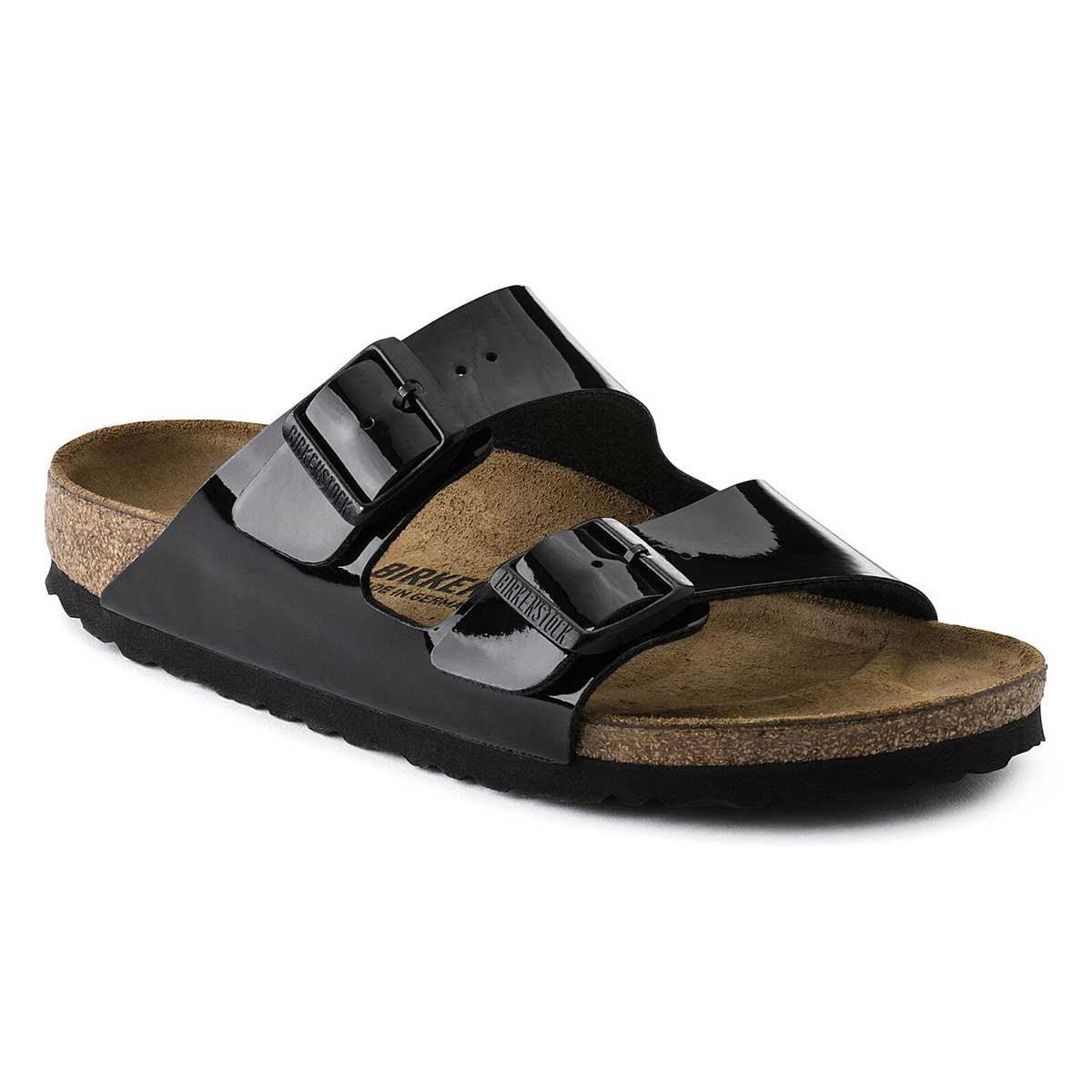 Birkenstock Arizona Birko-Flor Patent Sandals - Regular - Black - The Next Pair
