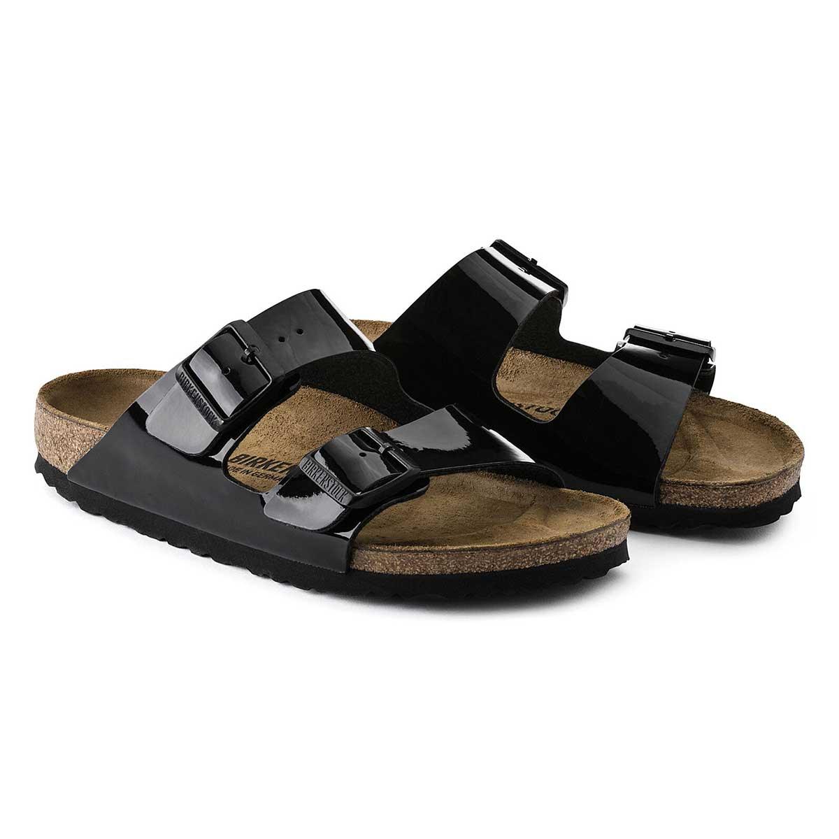 Birkenstock Arizona Birko-Flor Patent Sandals - Regular - Black - The Next Pair