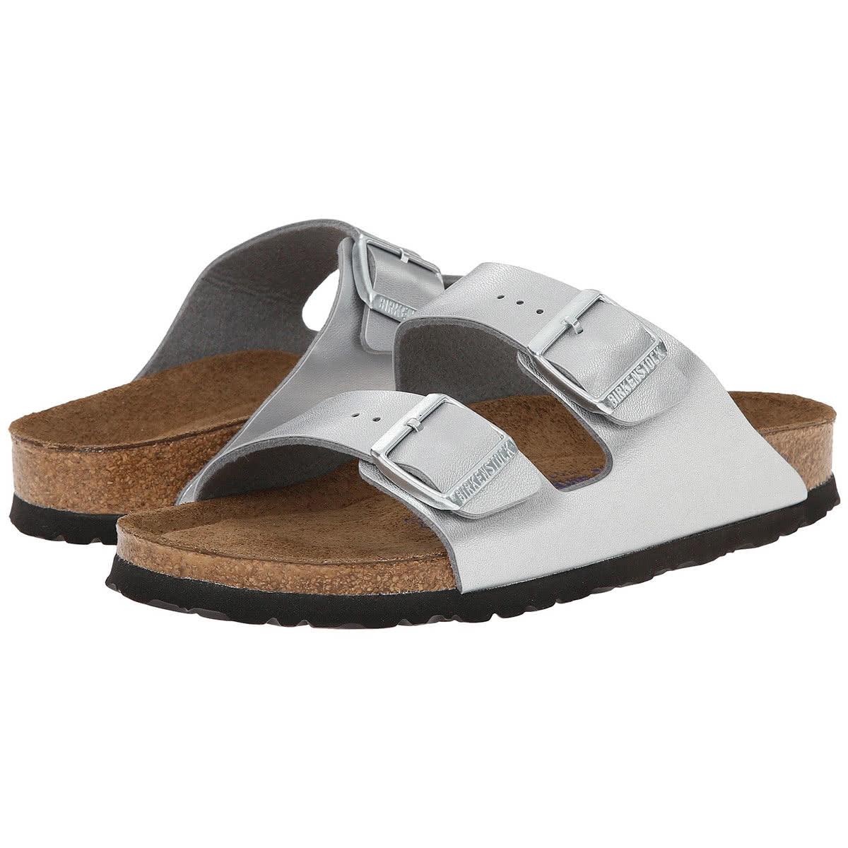 Birkenstock arizona best sale soft footbed silver