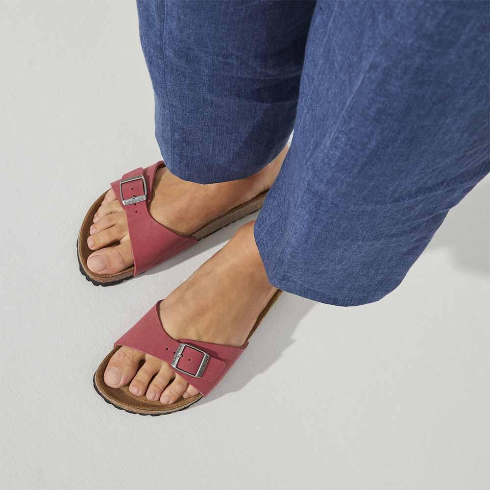 Birkenstock Madrid Birko-Flor Nubuck Sandals - Narrow - Scarlet Red - The Next Pair